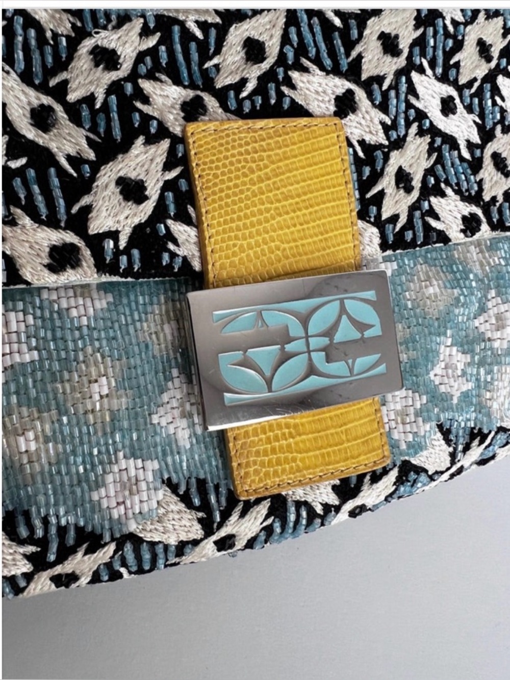 FENDI Beaded Mama Baguette Yellow Python strap AUTHENTIC on eBay for over 10 K - Picture 4 of 8